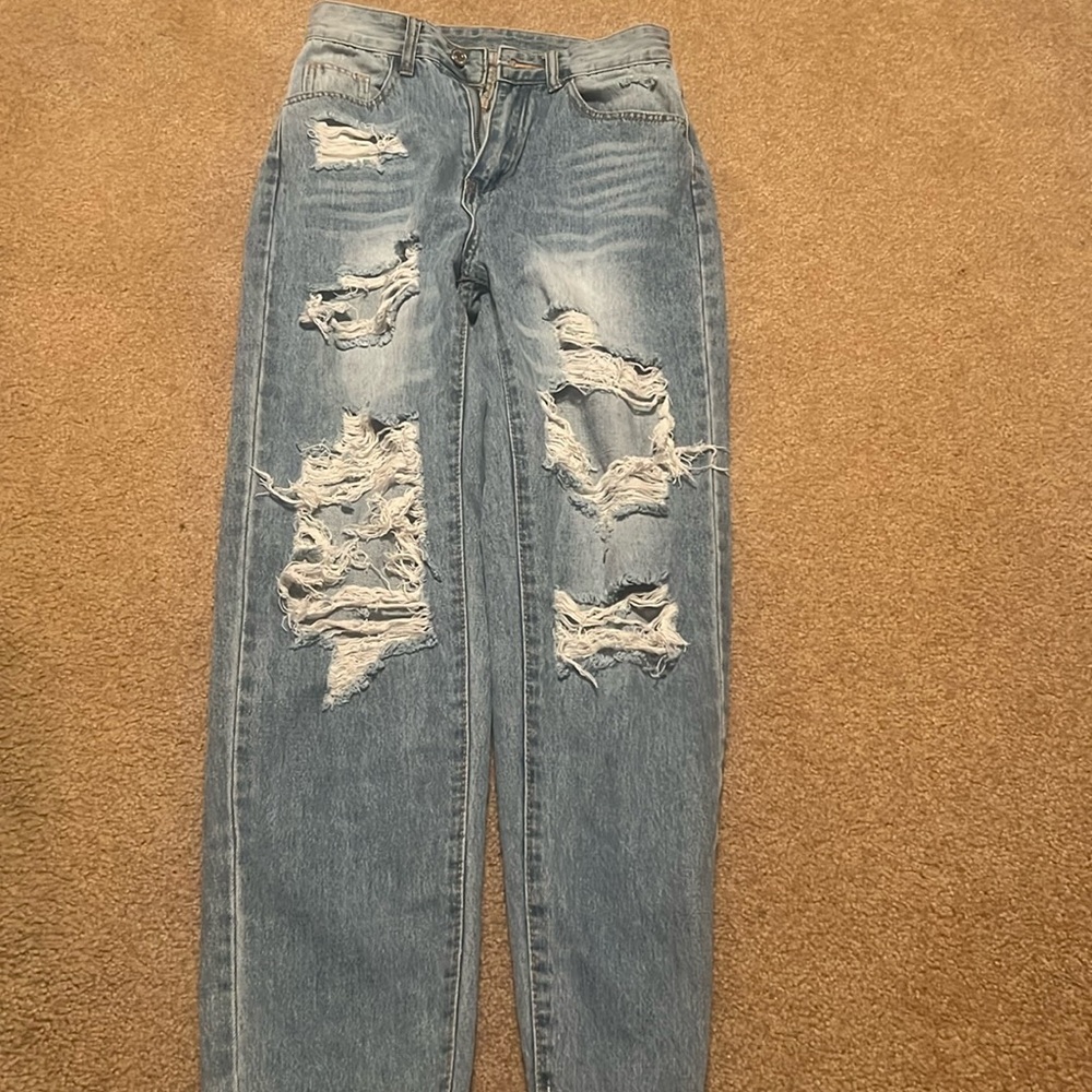 Blue Hole Jeans (Mom jean vibe)